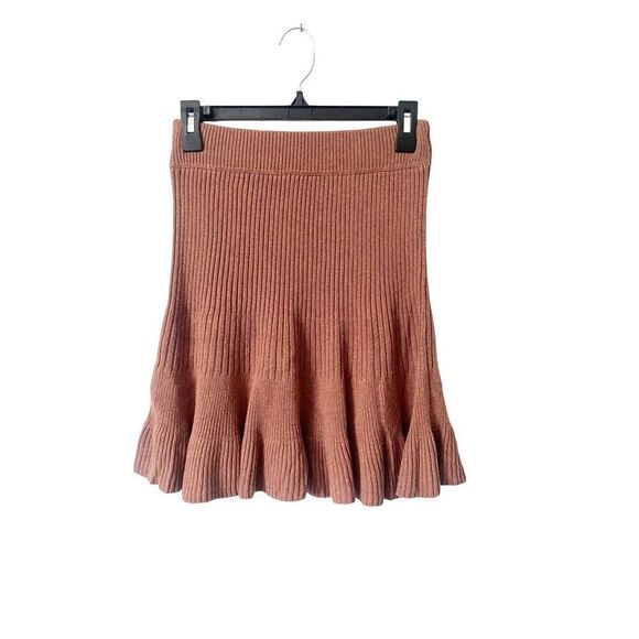 Free People Brown Solid Gold Ribbed Knit Skirt - Picture 4 of 6